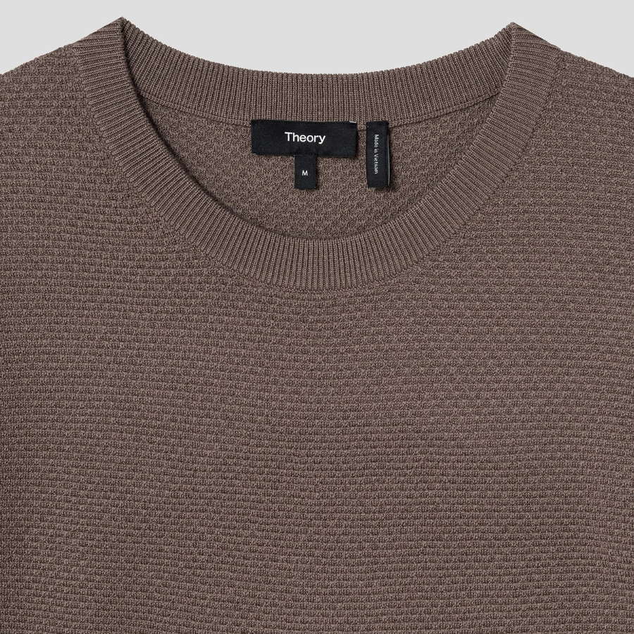 Theory Men Novo Merino Maden Crew Neck Sweater - Dark Taupe