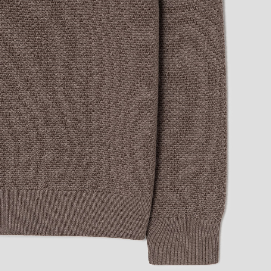 Theory Men Novo Merino Maden Crew Neck Sweater - Dark Taupe