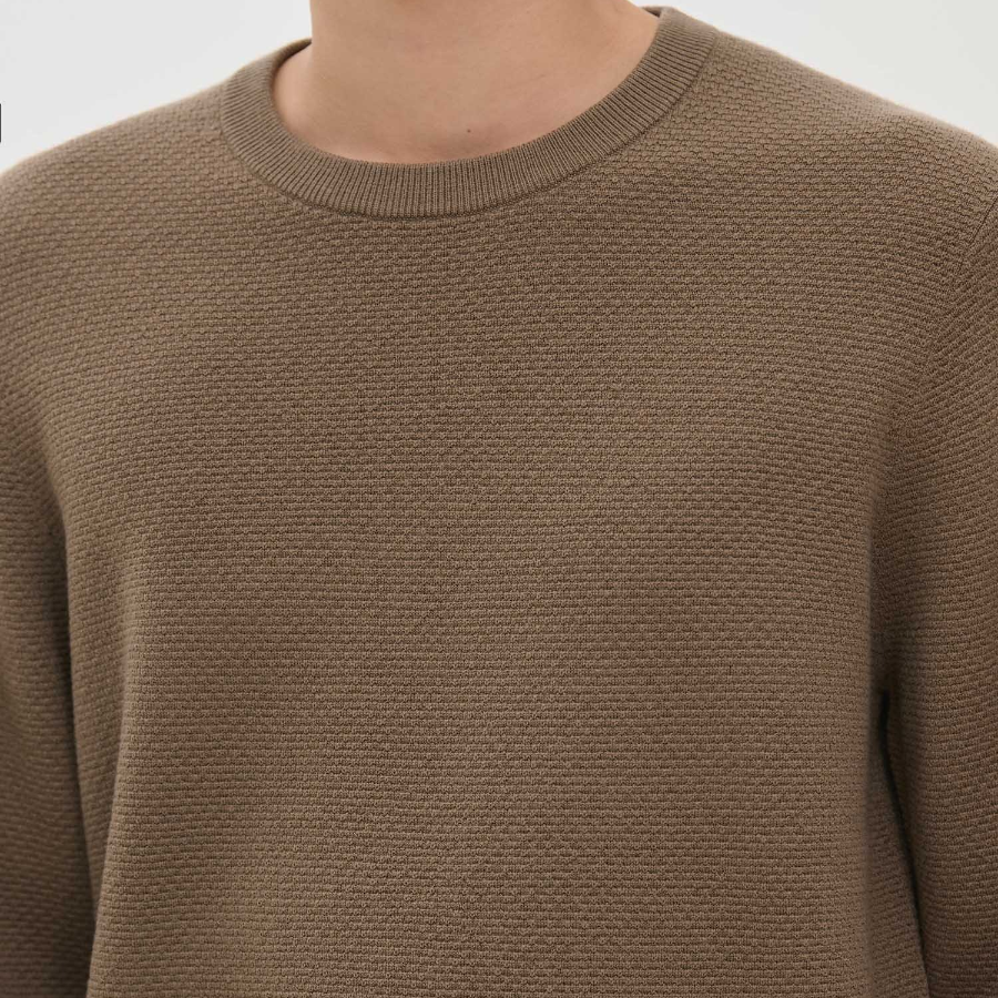 Theory Men Novo Merino Maden Crew Neck Sweater - Dark Taupe