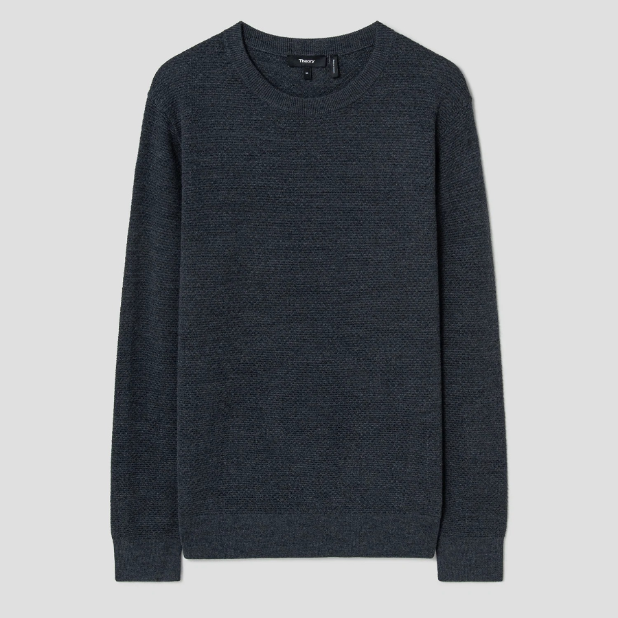 Theory Men Novo Merino Maden Crew Neck Sweater - Charcoal Melange