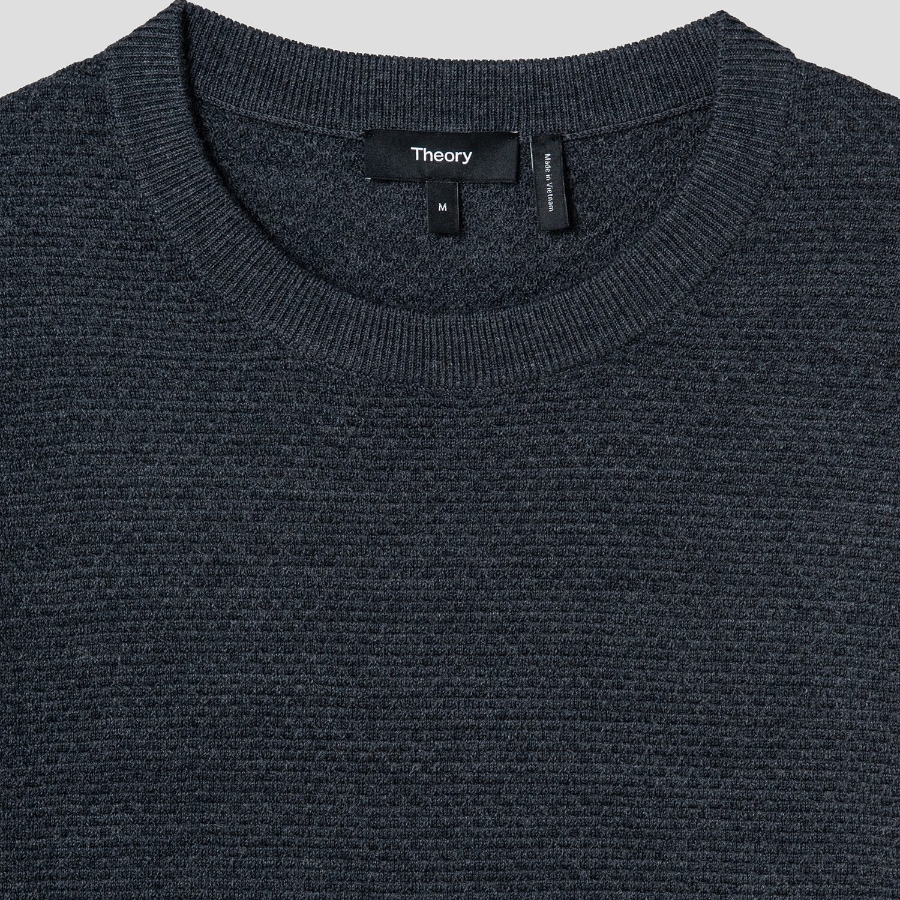 Theory Men Novo Merino Maden Crew Neck Sweater - Charcoal Melange