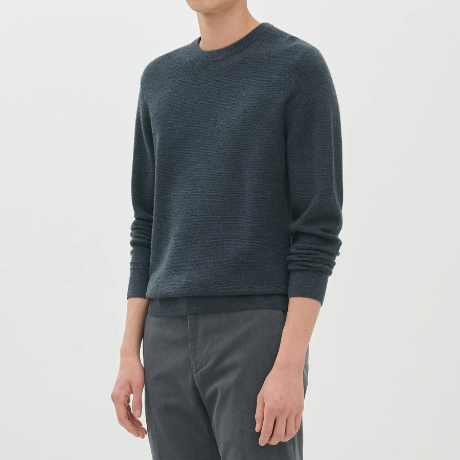 Theory Men Novo Merino Maden Crew Neck Sweater - Charcoal Melange