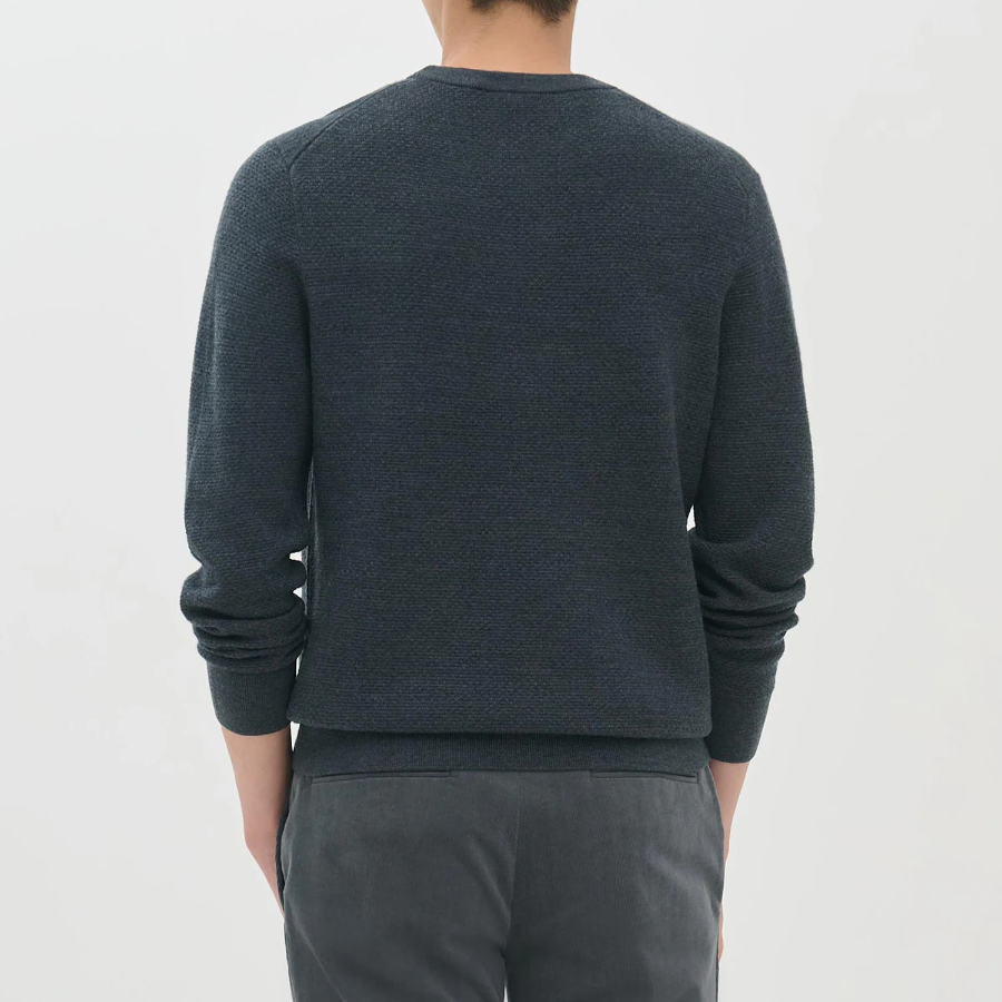 Theory Men Novo Merino Maden Crew Neck Sweater - Charcoal Melange
