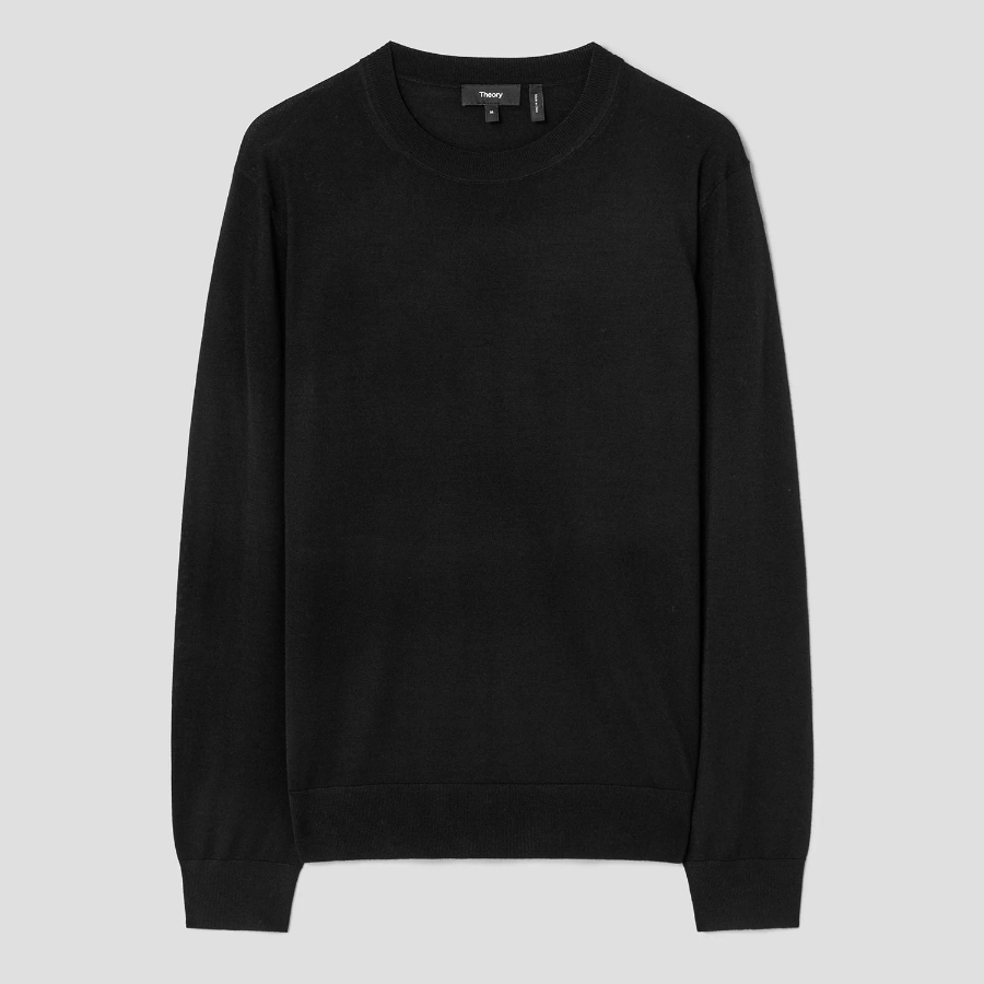 Theory Men Regal Wool Crew Neck Sweater - Black