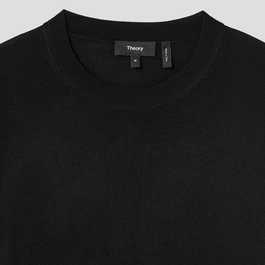 Theory Men Regal Wool Crew Neck Sweater - Black