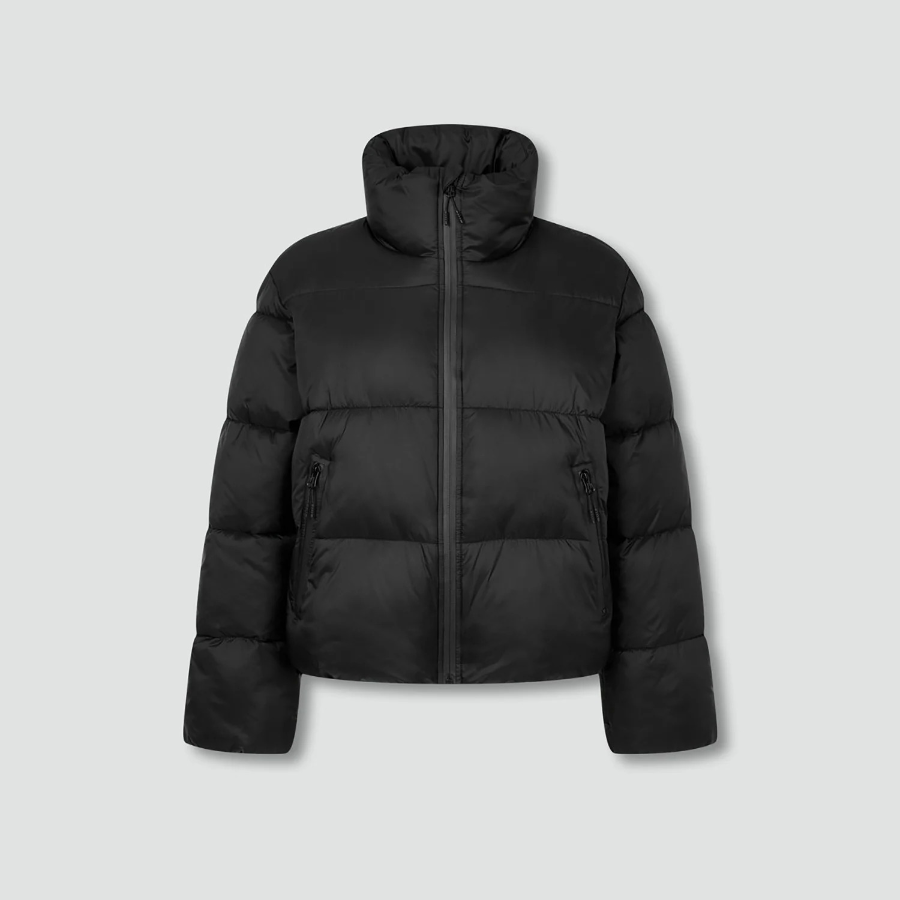 JAJU Loose-Fit Short Puffer Jumper – Black