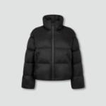 JAJU Loose-Fit Short Puffer Jumper – Black