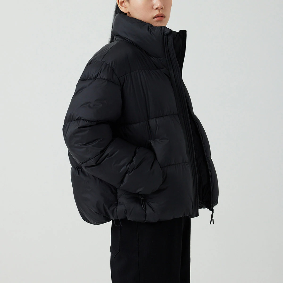 JAJU Loose-Fit Short Puffer Jumper – Black