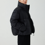 JAJU Loose-Fit Short Puffer Jumper – Black