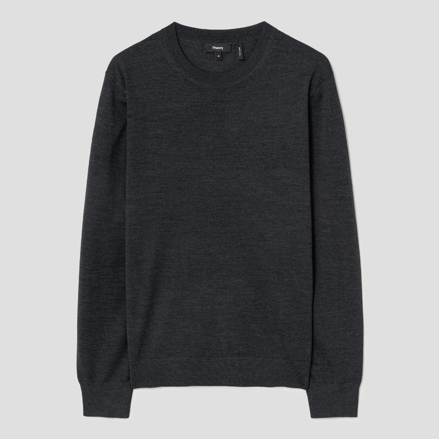 Theory Men Regal Wool Crew Neck Sweater - Pestle Melange