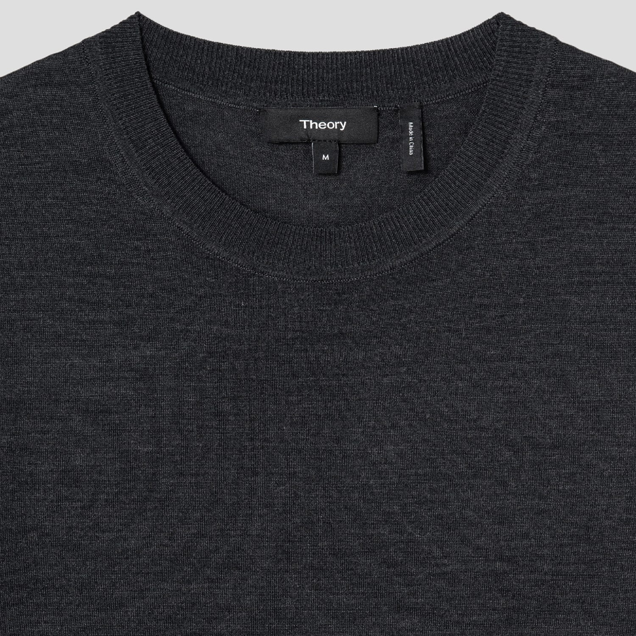 Theory Men Regal Wool Crew Neck Sweater - Pestle Melange