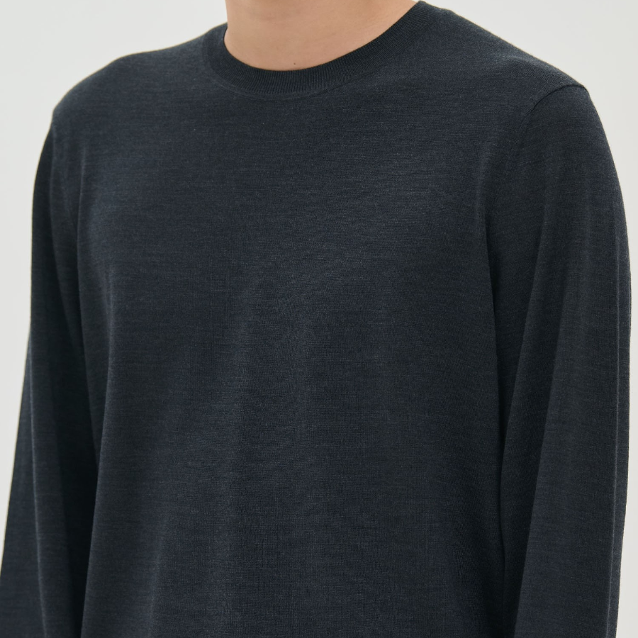 Theory Men Regal Wool Crew Neck Sweater - Pestle Melange