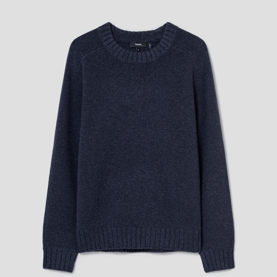 Theory Men Montana Wool Crew Neck Sweater - Baltic Melange