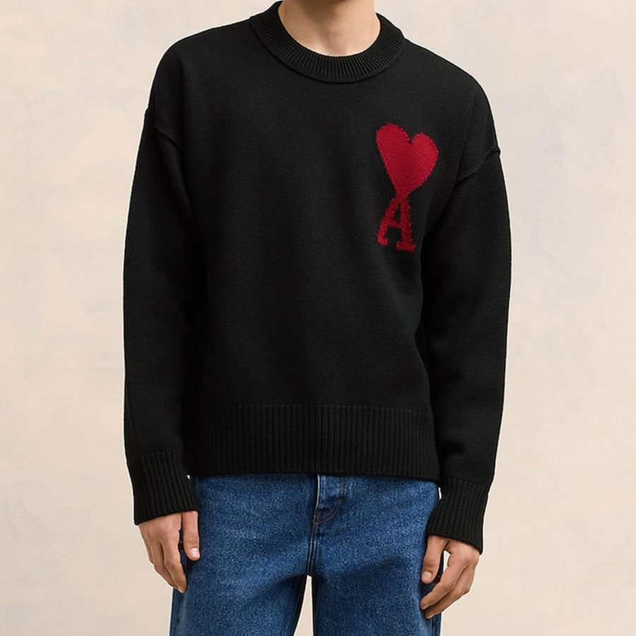 ami Intarsia Adc Sweater – Black