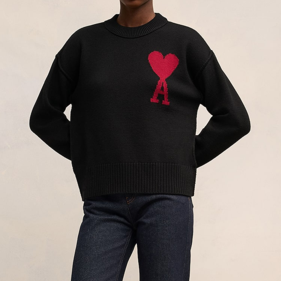 ami Intarsia Adc Sweater – Black