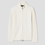 Theory Men Merino Tomas Full Zip Cardigan - White Ivory