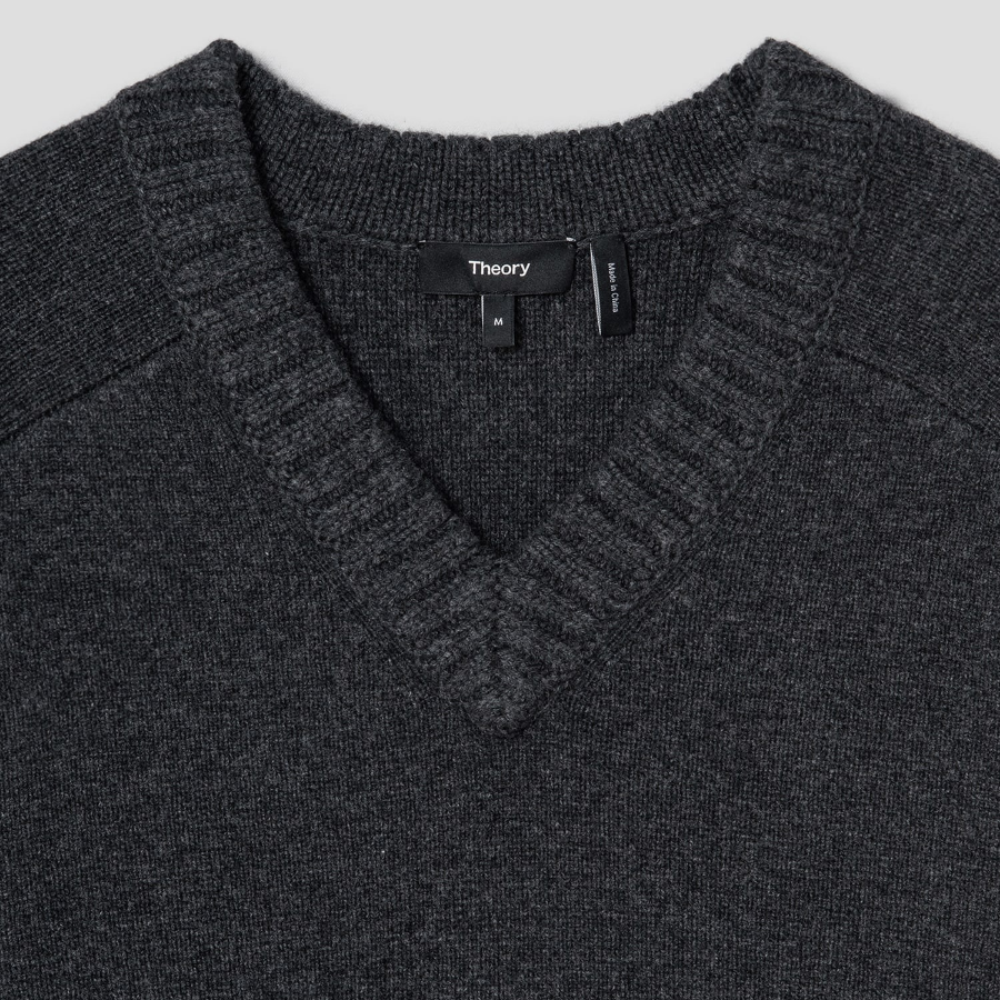 Theory Men Montana Wool V Neck Sweater - Pestle Melange