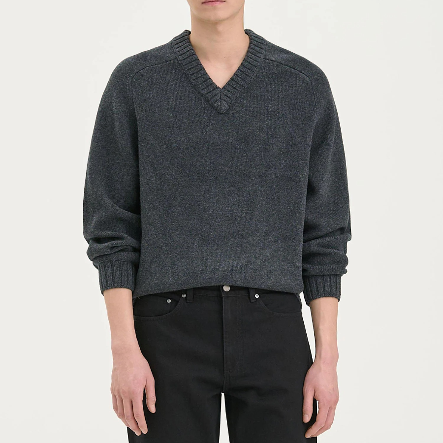 Theory Men Montana Wool V Neck Sweater - Pestle Melange