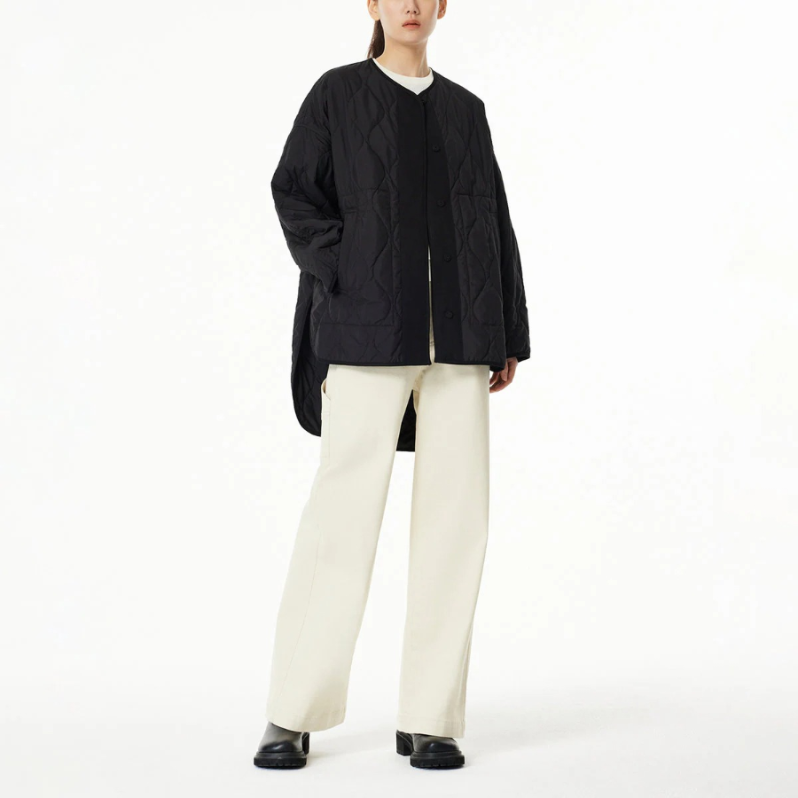 JAJU Loose Fit Light Padding Jacket – Black