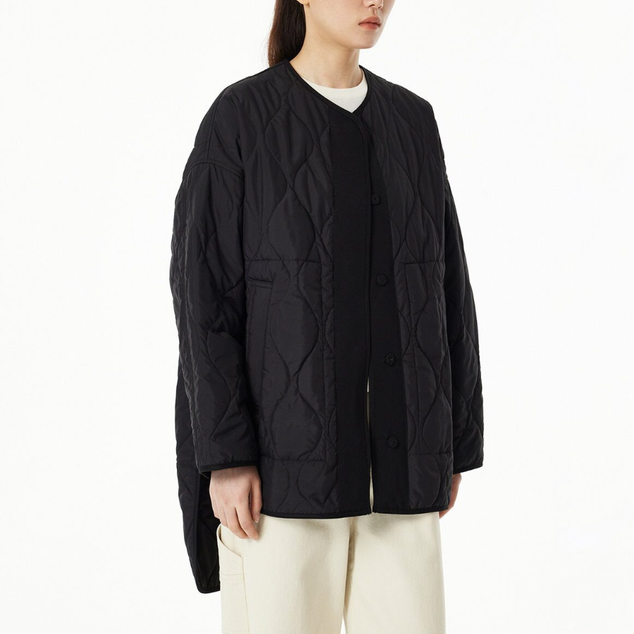 JAJU Loose Fit Light Padding Jacket – Black