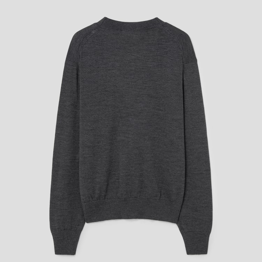 ami (Unisex) Red Adc Cardigan – Wool Viscose Canvas Heather Grey