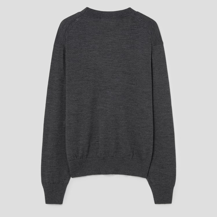 ami (Unisex) Red Adc Cardigan – Wool Viscose Canvas Heather Grey