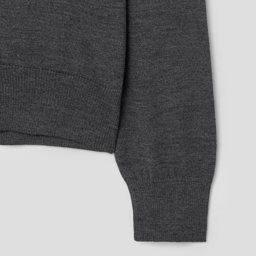 ami (Unisex) Red Adc Cardigan – Wool Viscose Canvas Heather Grey