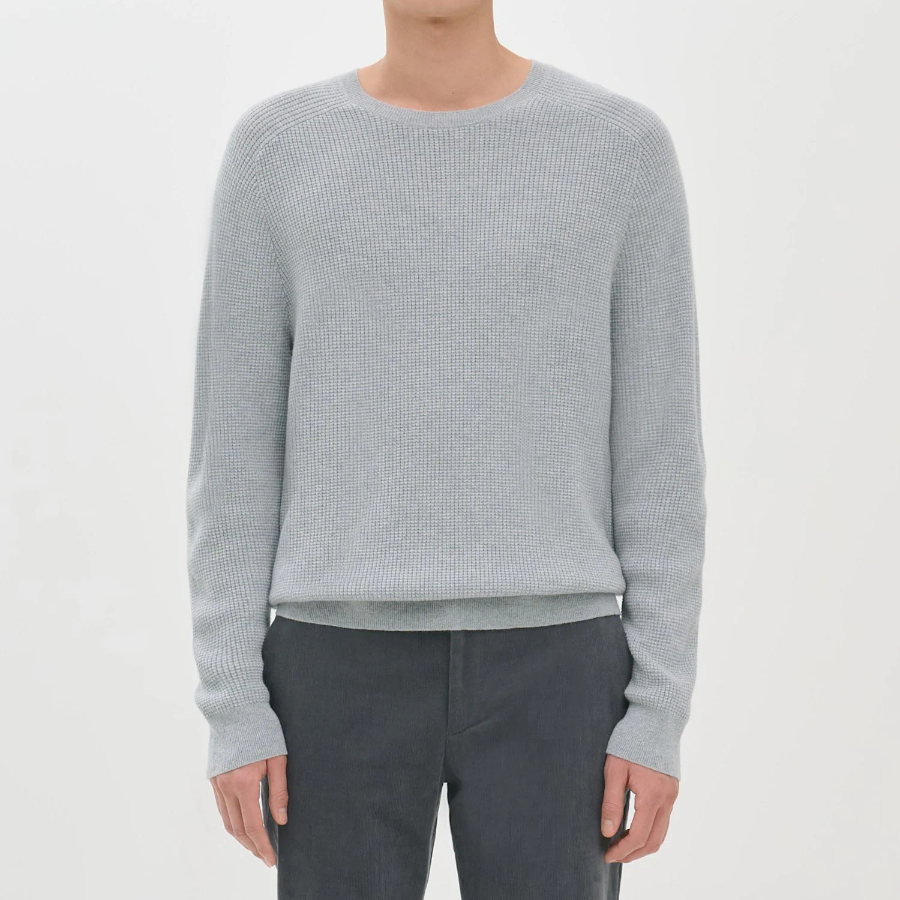 Theory Men Cashmere Crew Neck Thermal - Vapor Melange