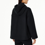 JAJU Loose Fit Hooded Coat – Black