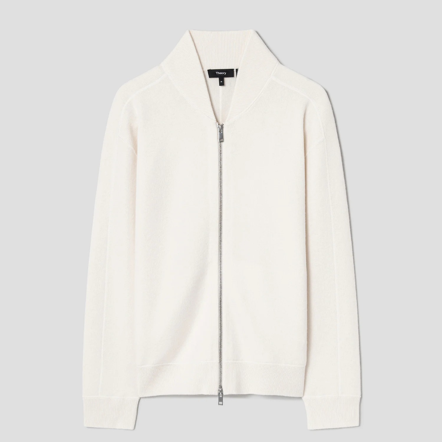 Theory Men Montana Wool Alcos Bomber Jacket - Winter White