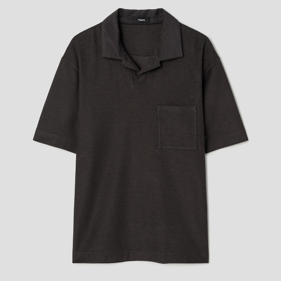 Theory Men Soft Terry Polo Tee - Warm Carbon