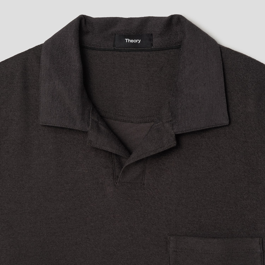 Theory Men Soft Terry Polo Tee - Warm Carbon