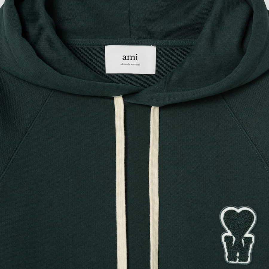 ami (Unisex) WS Patch Hoodie – Dark Green