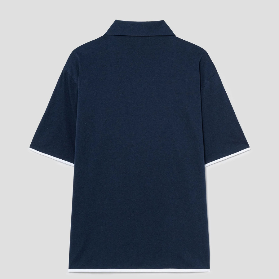 Theory Men Foundation Jersey Double Layered Polo Te - Baltic/White