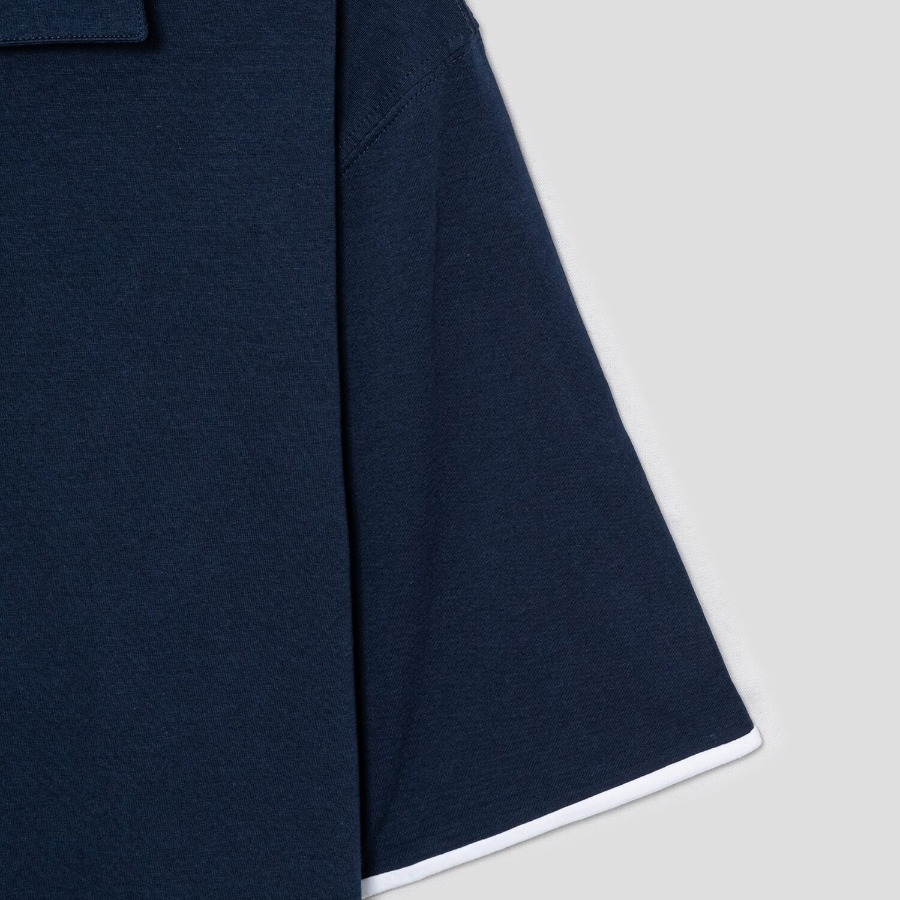 Theory Men Foundation Jersey Double Layered Polo Te - Baltic/White