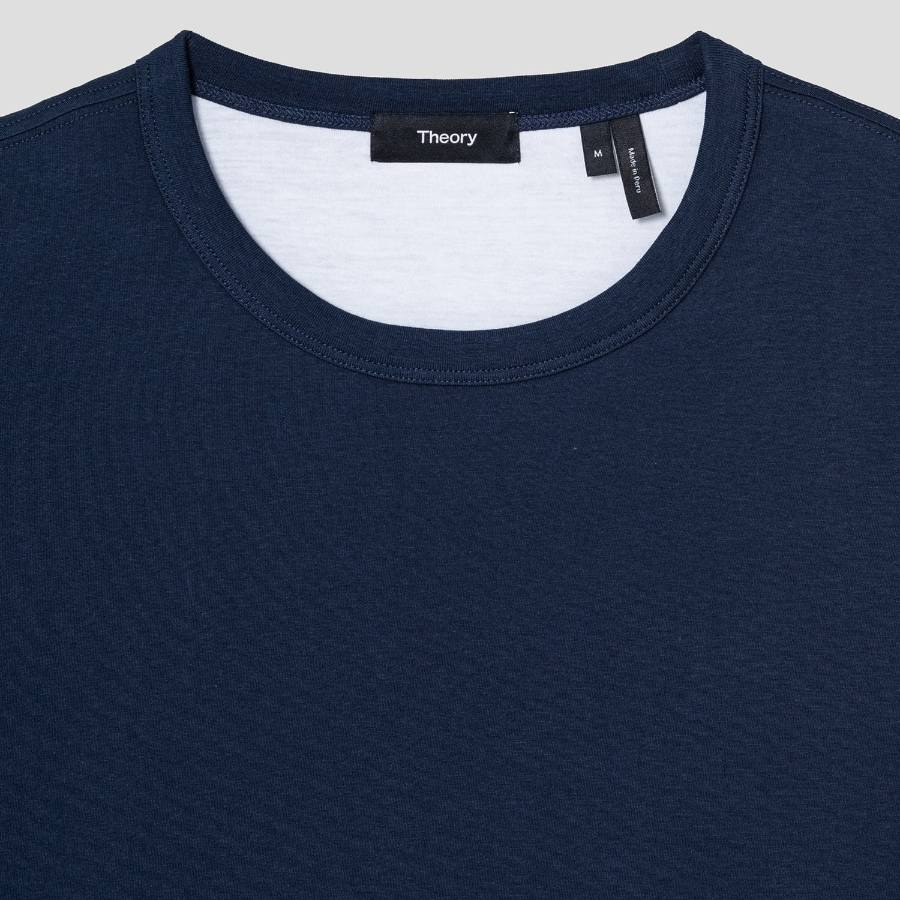 Theory Men Foundation Jersey Double Layered Tee - Baltic/White