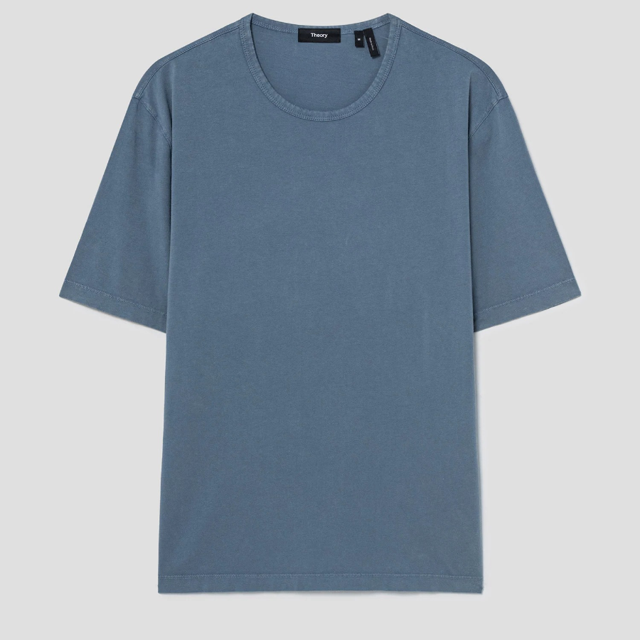 Theory Men Fade Jersey Crew Neck Tee - Dark Rainstorm