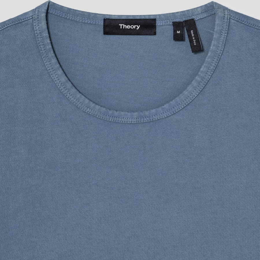 Theory Men Fade Jersey Crew Neck Tee - Dark Rainstorm