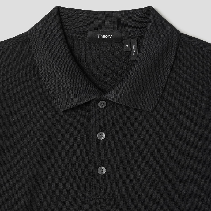 Theory Men Cotton Pique Precise Polo Tee - Black