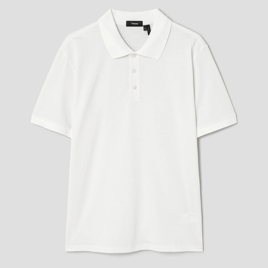 Theory Men Cotton Pique Precise Polo Tee - Ivory