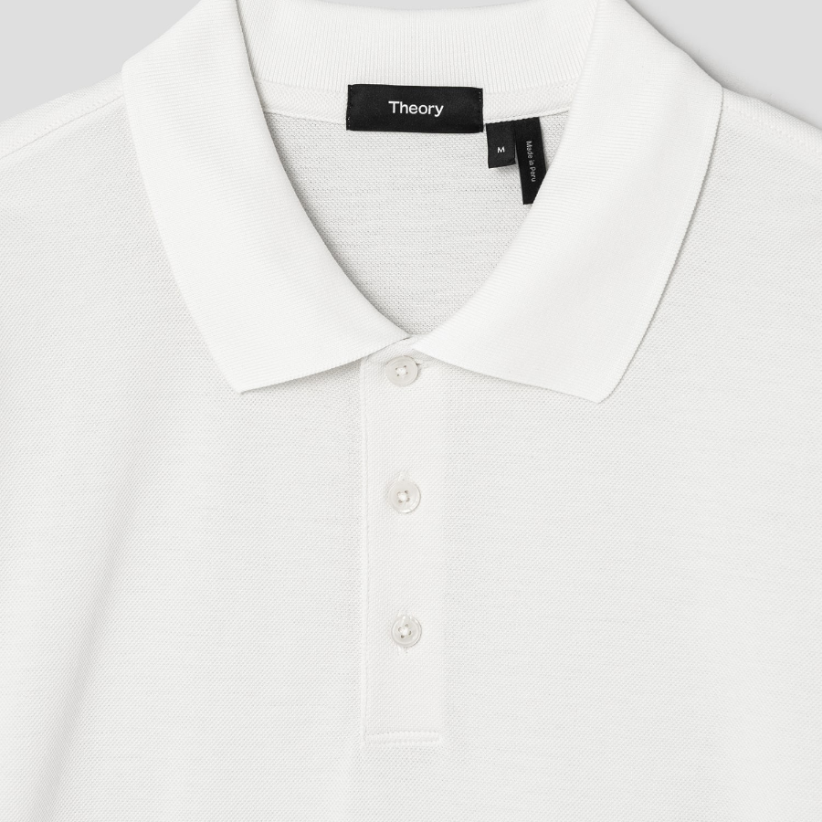 Theory Men Cotton Pique Precise Polo Tee - Ivory