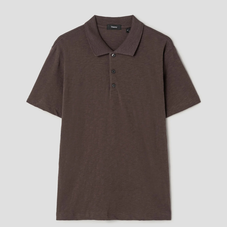 Theory Men Cosmos Bron Polo Tee - Dark Mocha