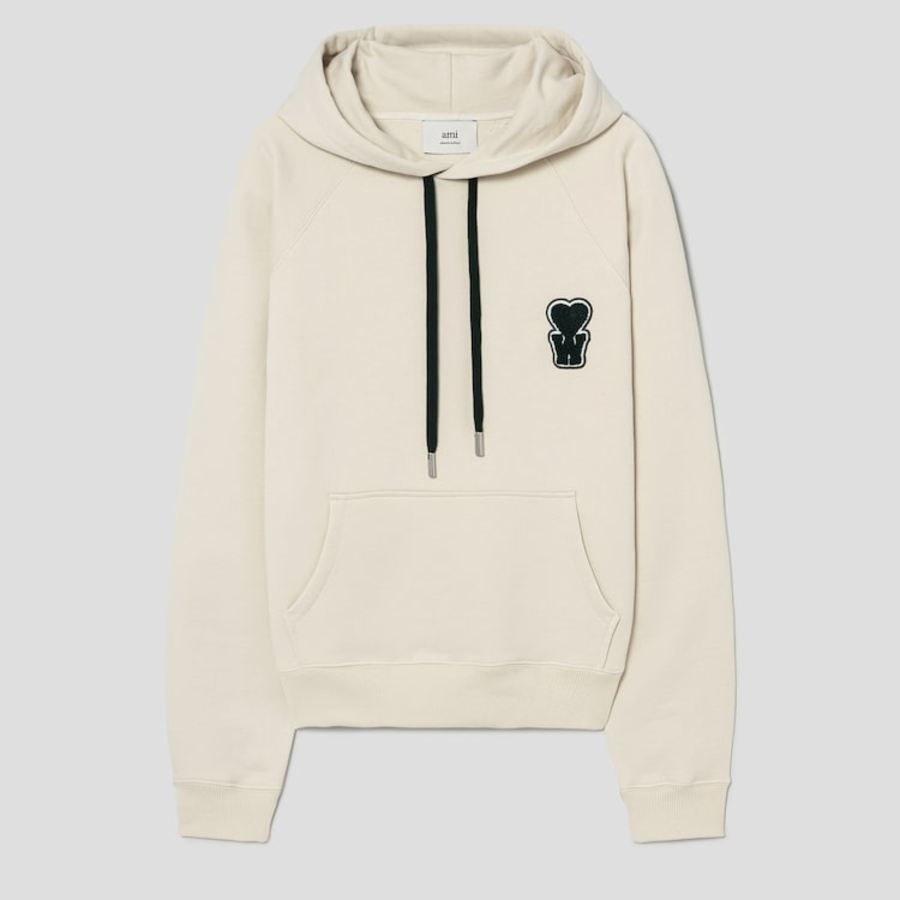 ami (Unisex) WS Patch Hoodie – Ecru