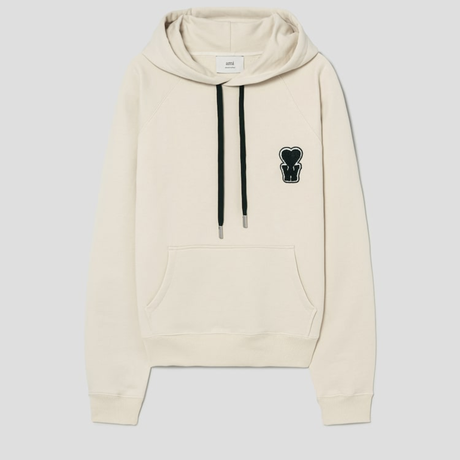 ami (Unisex) WS Patch Hoodie – Ecru
