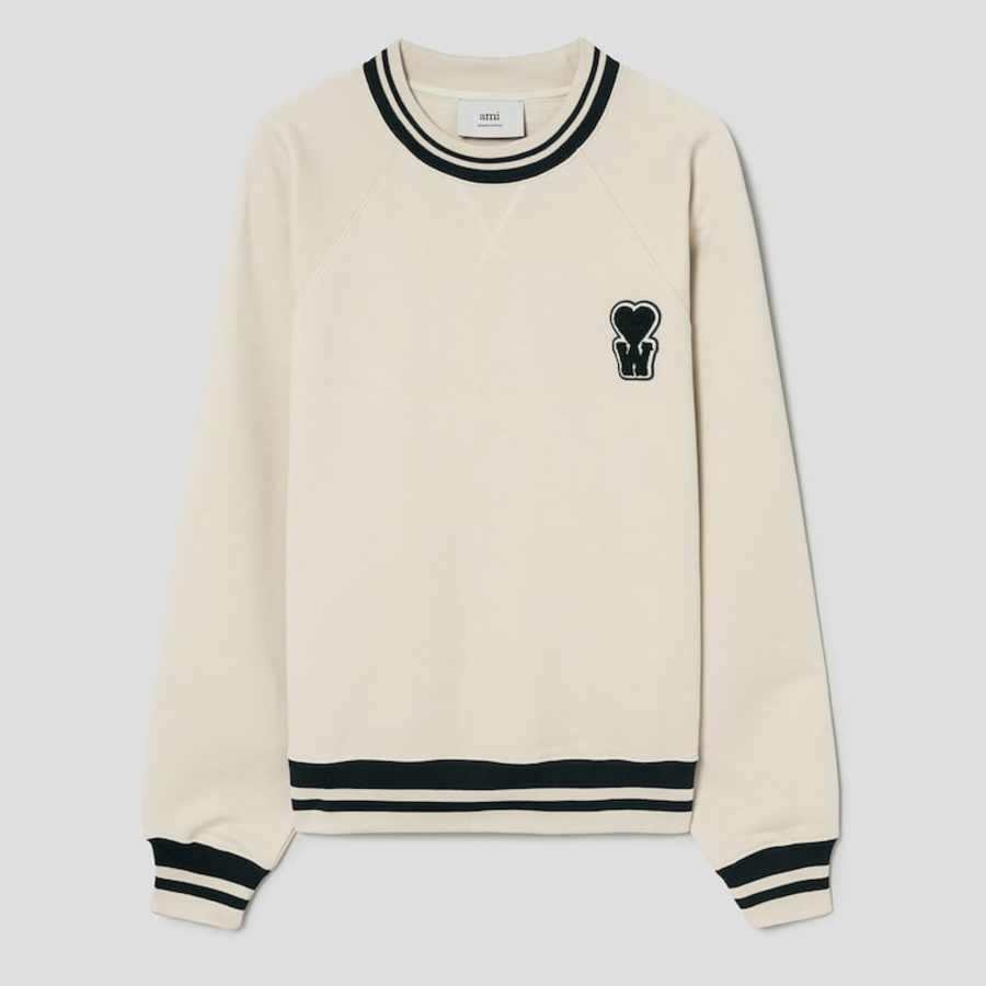 ami (Unisex) Ws Patch Knit Jumper – Off-White