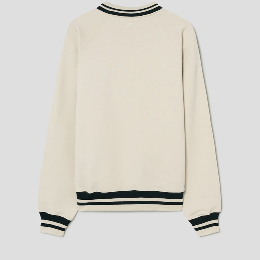 ami (Unisex) Ws Patch Knit Jumper – Off-White