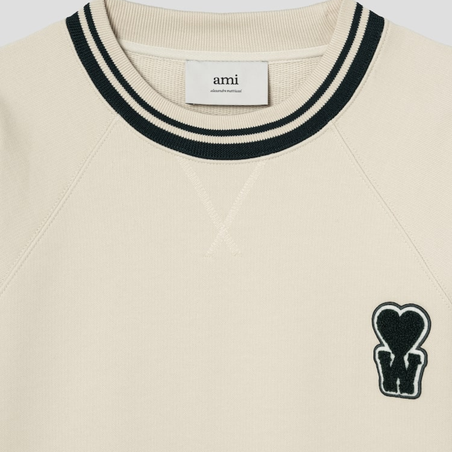 ami (Unisex) Ws Patch Knit Jumper – Off-White