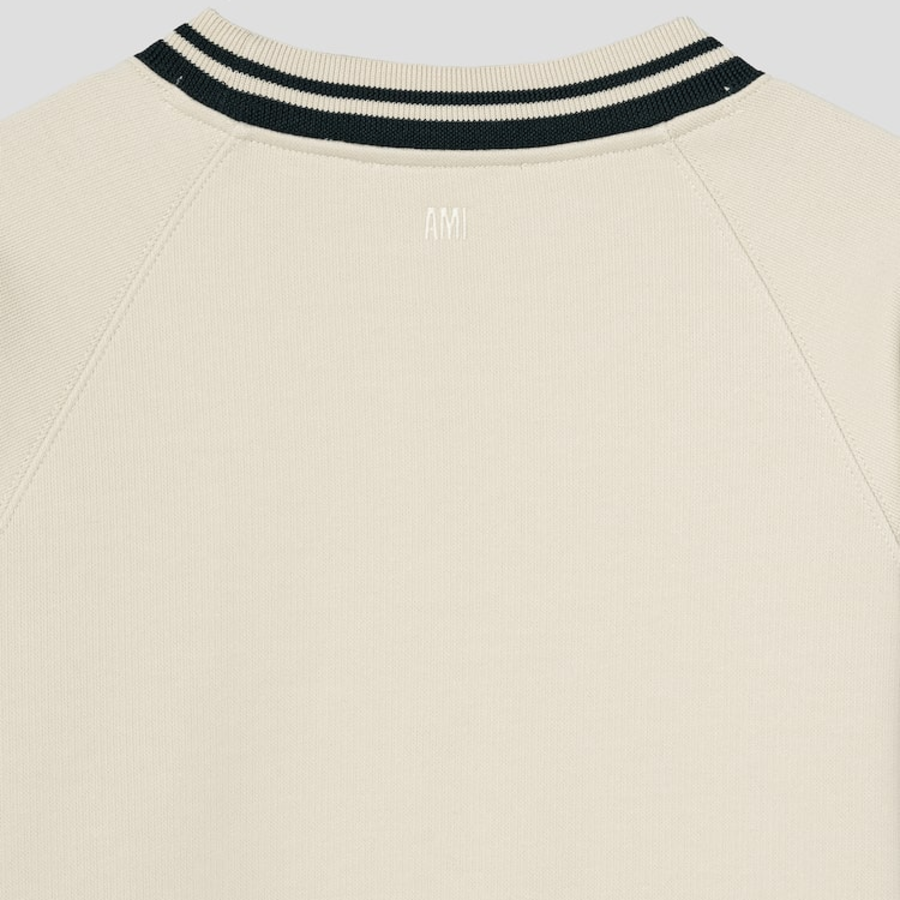 ami (Unisex) Ws Patch Knit Jumper – Off-White