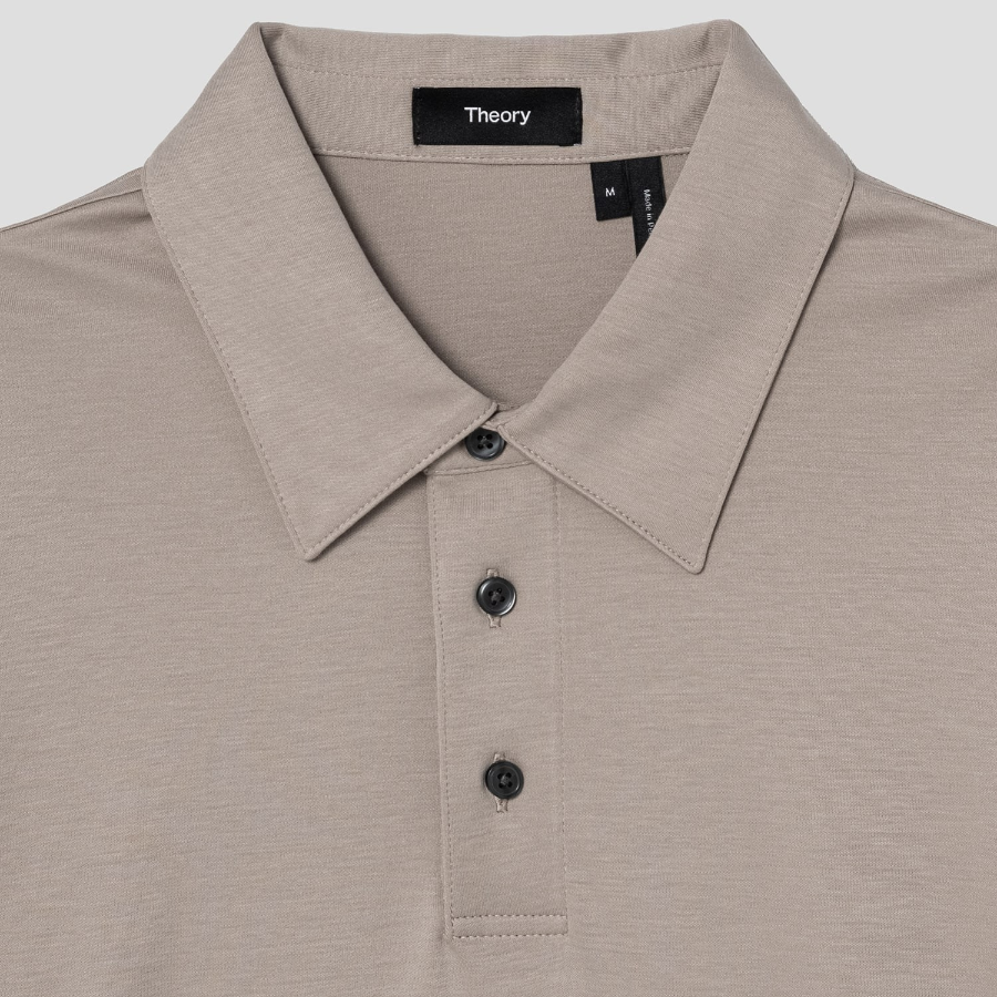 Theory Men Clinton Knit Relaxed Polo Tee - Earl Grey