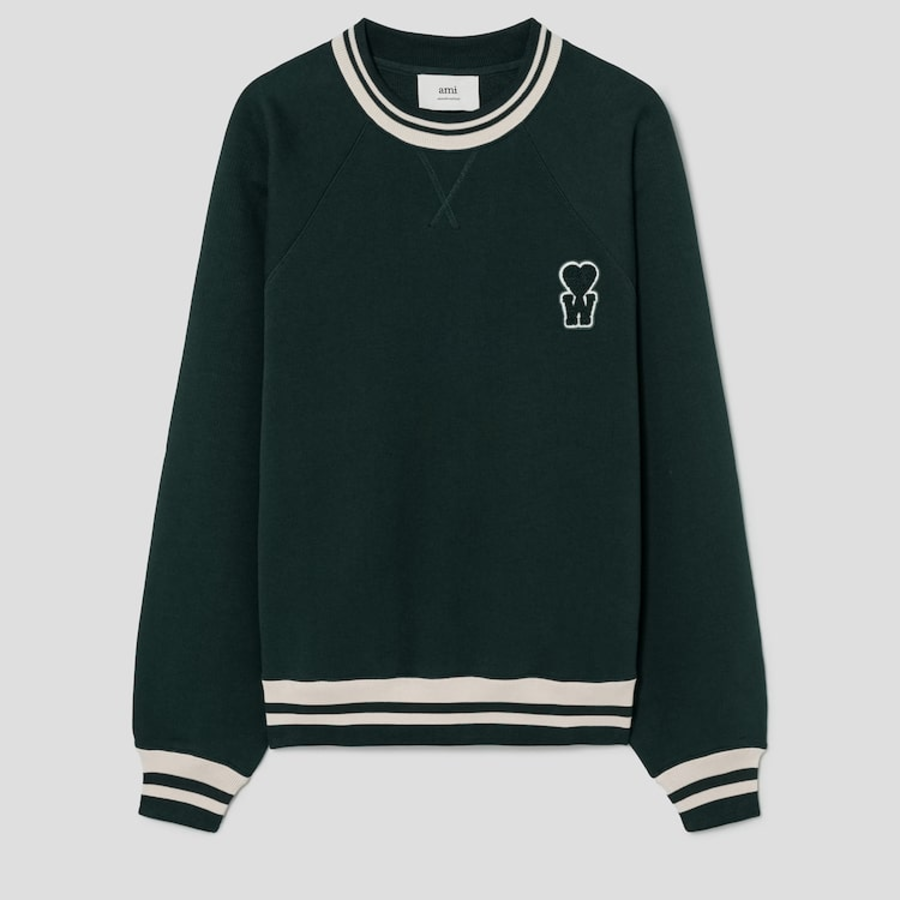 ami (Unisex) Ws Patch Knit Jumper – Vert Foncé
